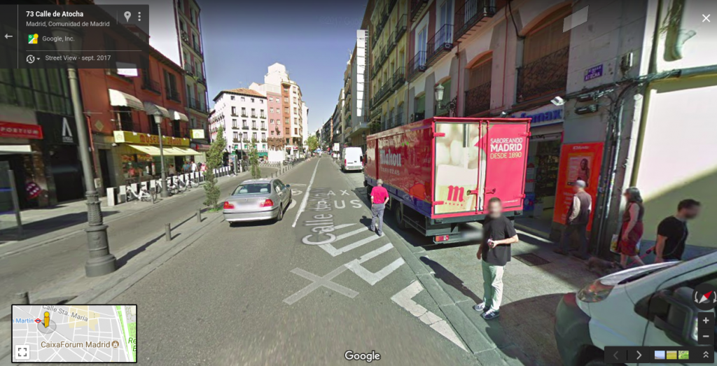 Configuración carriles Calle Atocha - Ciclocarril y carril BUS-Taxi